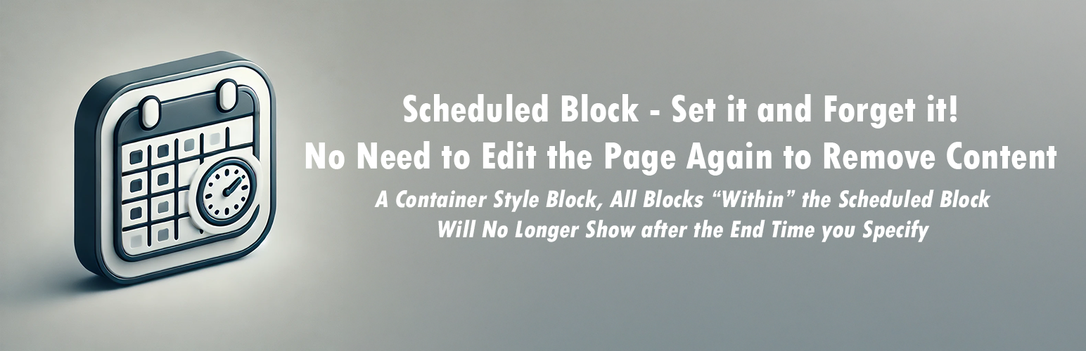 WordPress 外掛 Scheduled Block 的封面圖片。
