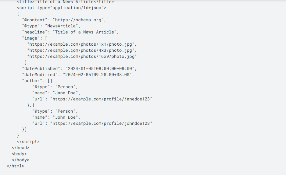 JSON-LD output in page source