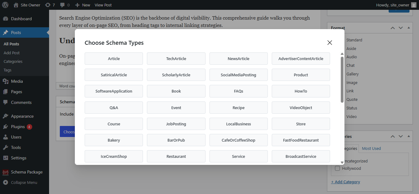 <code>screenshot-9.png</code> - Schema Package Generator popup