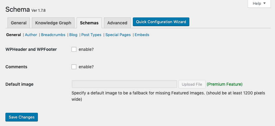 Schema Plugin Schemas Settings page.