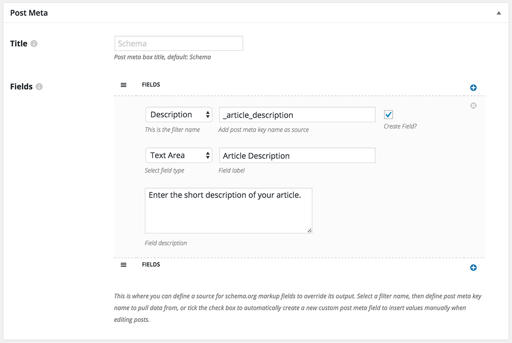 Create post meta fields with Post Meta Box generator feature.