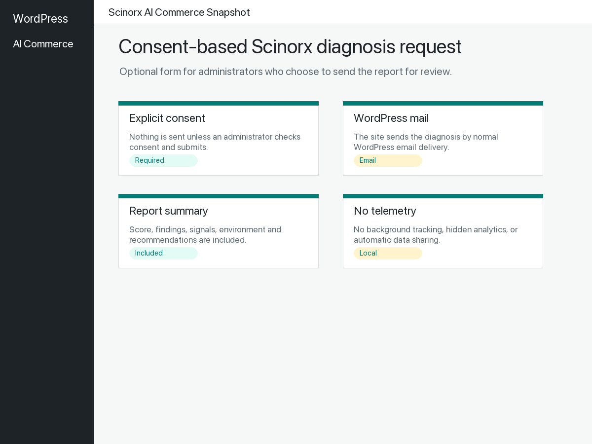 Optional consent-based diagnosis form for Scinorx review.