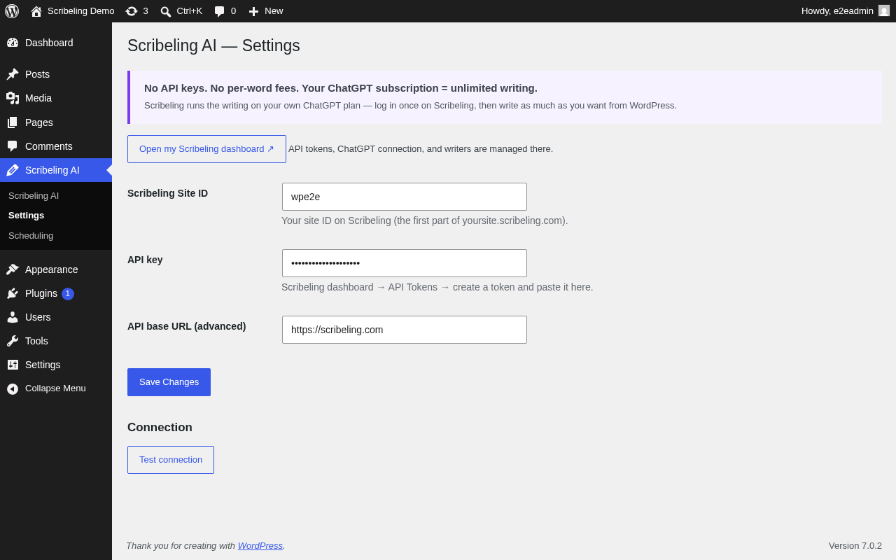 Settings with 3-step onboarding.