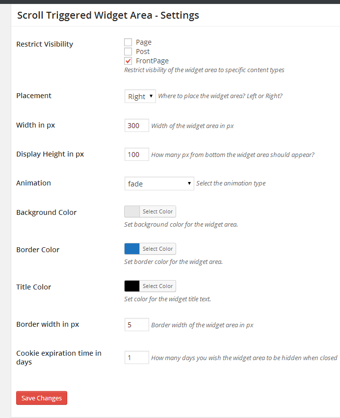 Settings page.