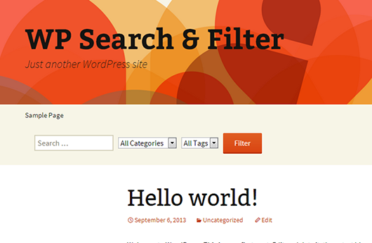 Minimal example of Search &amp; Filter embedded in the header