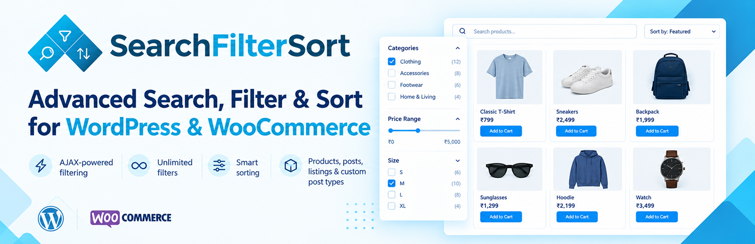 AJAX Search, Filtering and Sorting for WordPress & WooCommerce – SearchFilterSort preview
