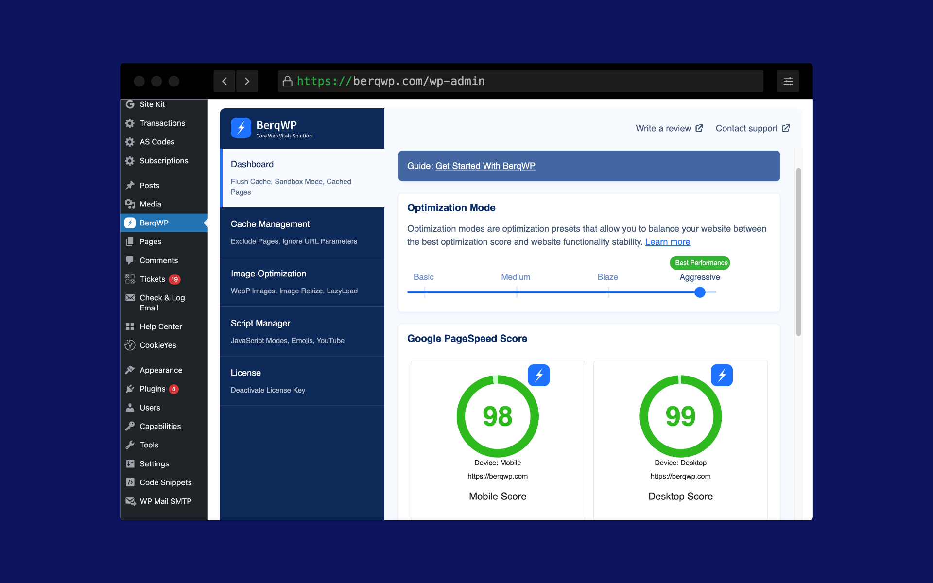 Plugin settings page.