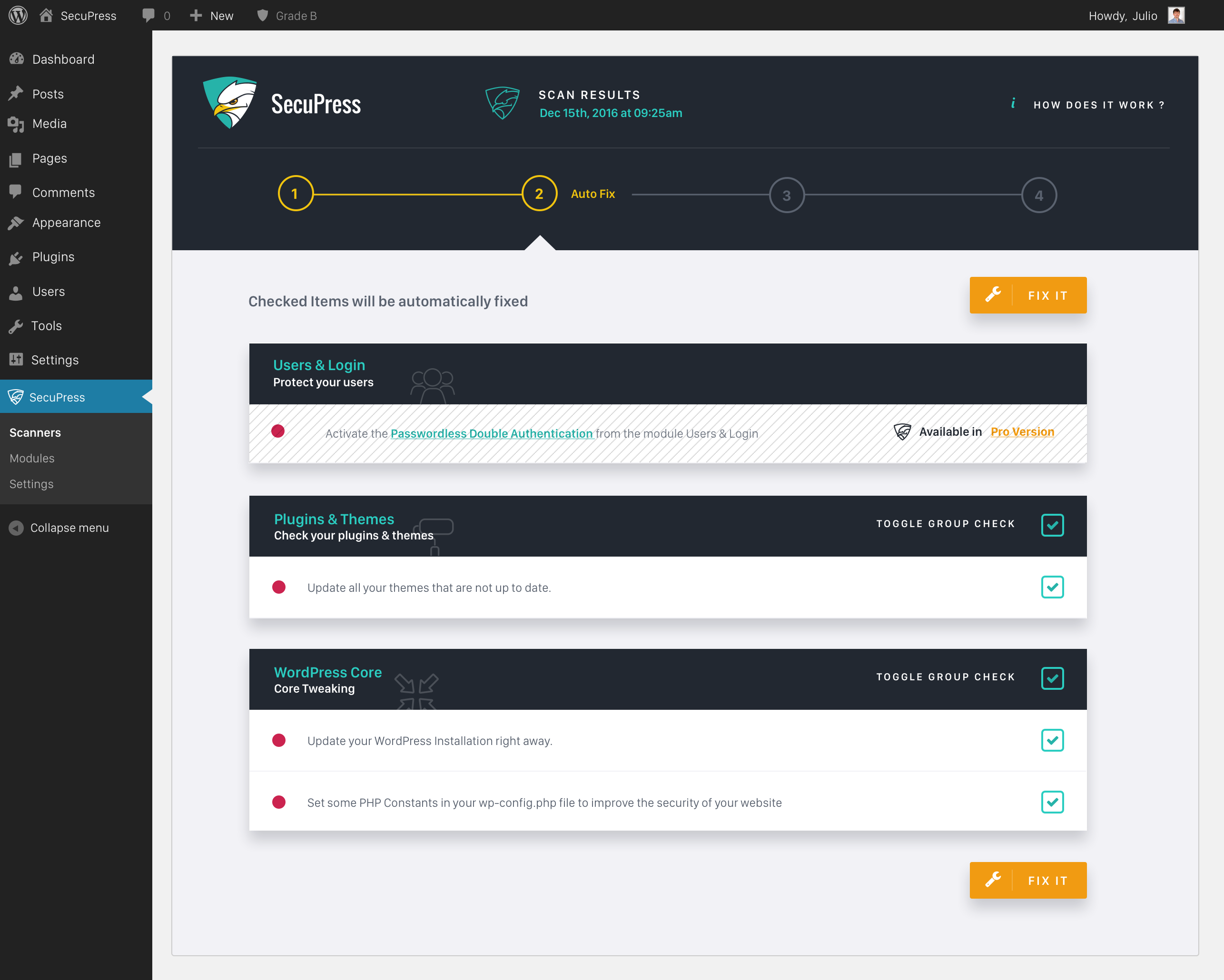 The 2nd step: choose what to automatically fix (1)