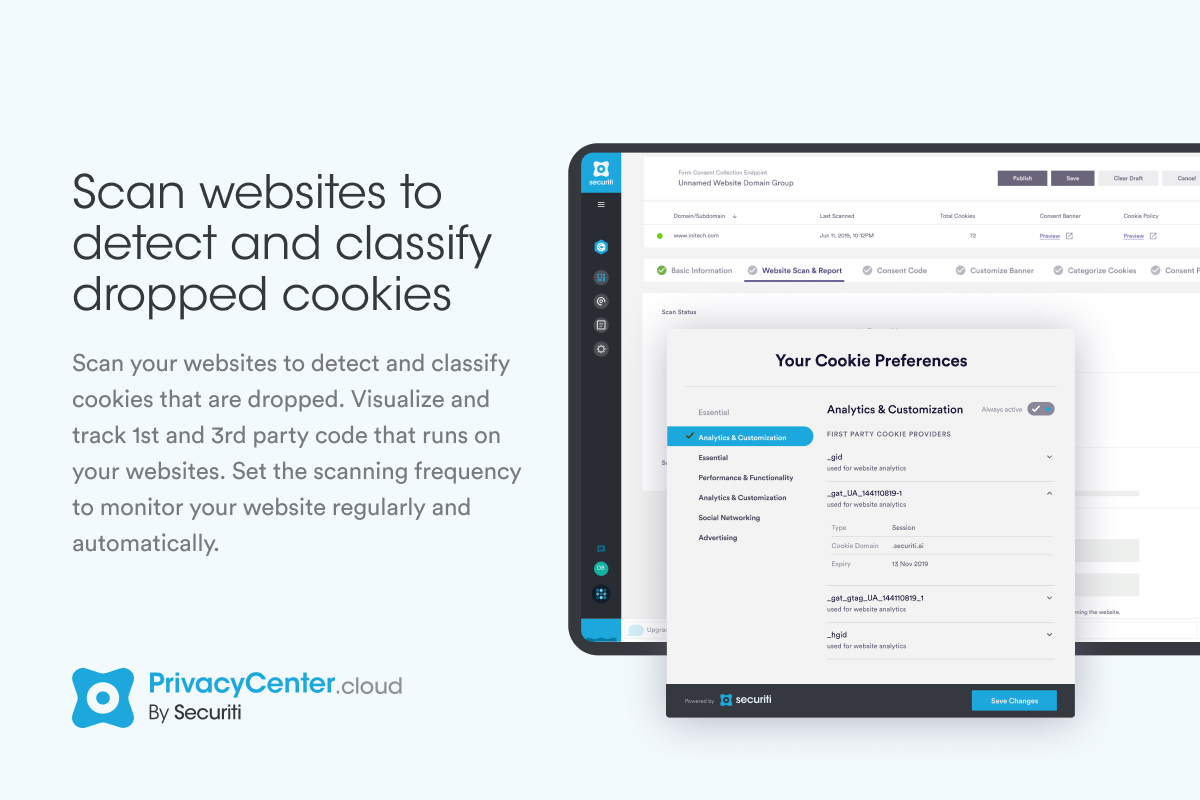 Scan websites to detect and classify dropped cookies