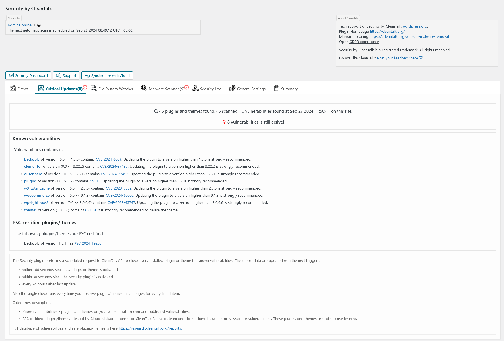 <strong>Critical Updates tab</strong>. Critical Updates interface.