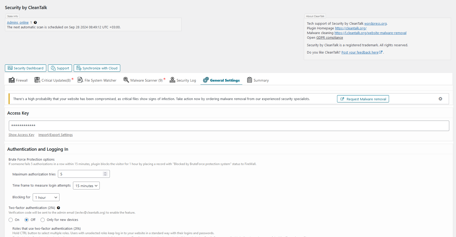 <strong>General settings tab</strong>. Here you can manage all the plugin settings.