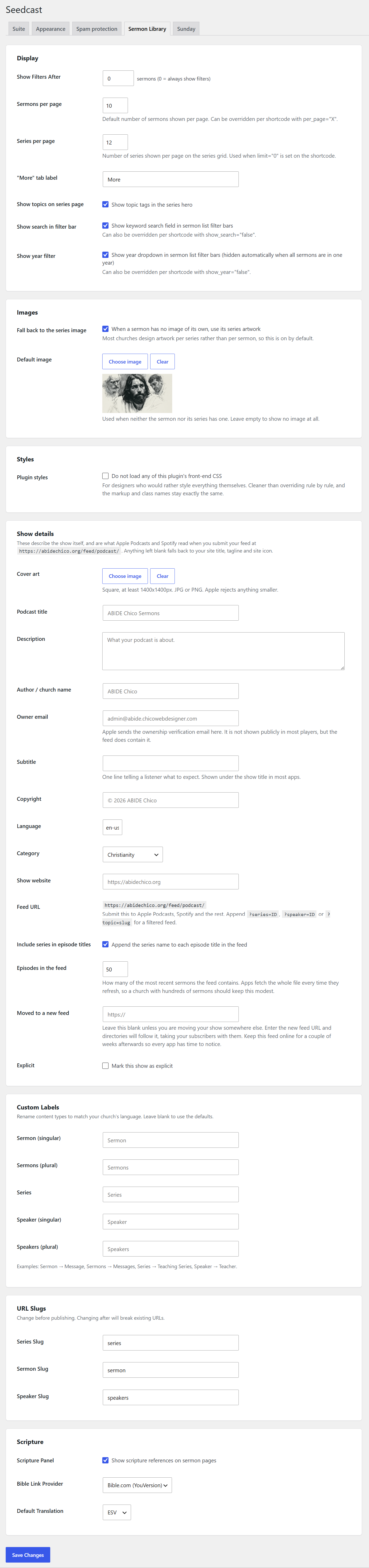 One click import from Sermon Manager, Sermon Works or Mattytap Sermons, reading what is already on the site