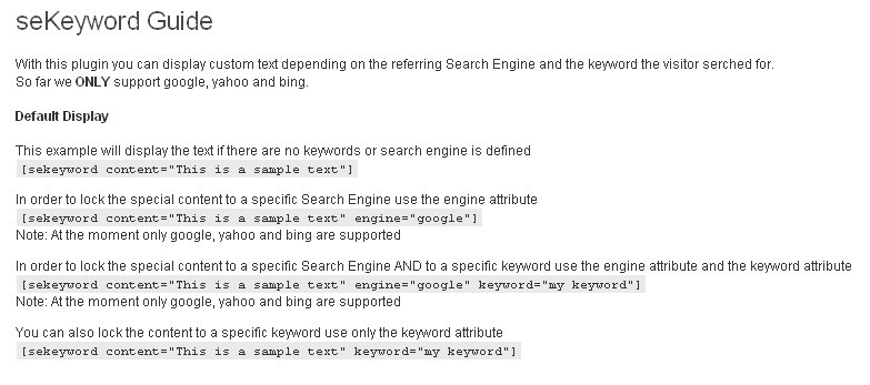 seKeyword Plugin Guide.
