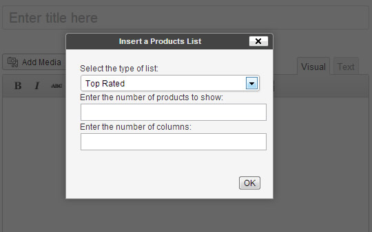 Insertion Interface for Products List