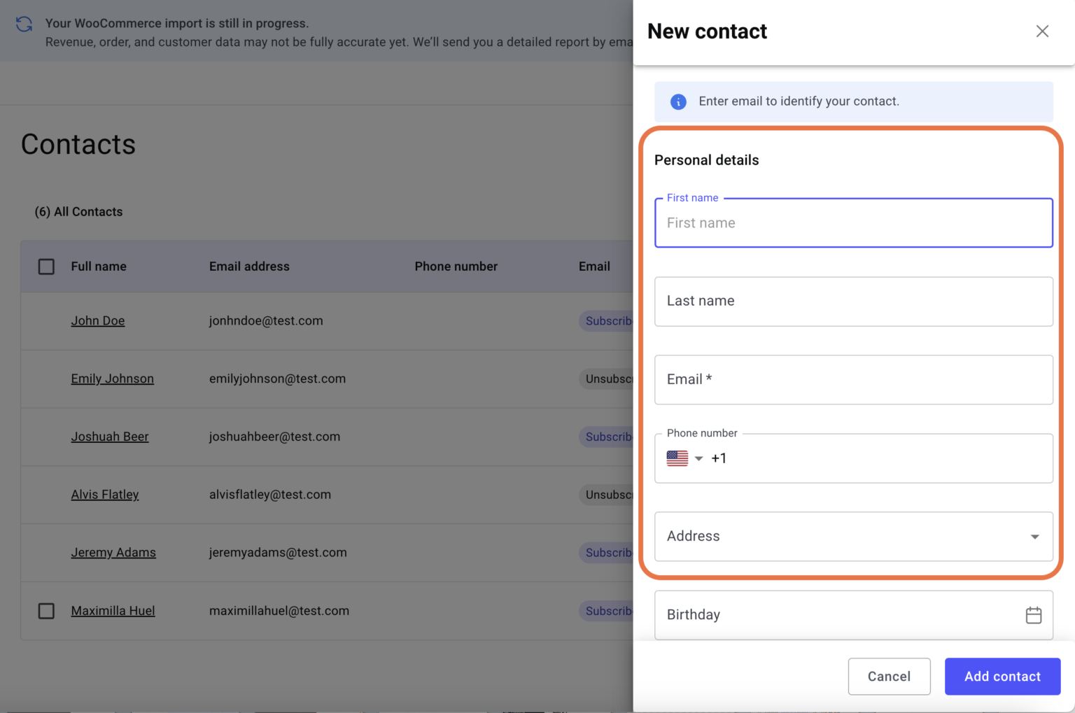 Add a new contact