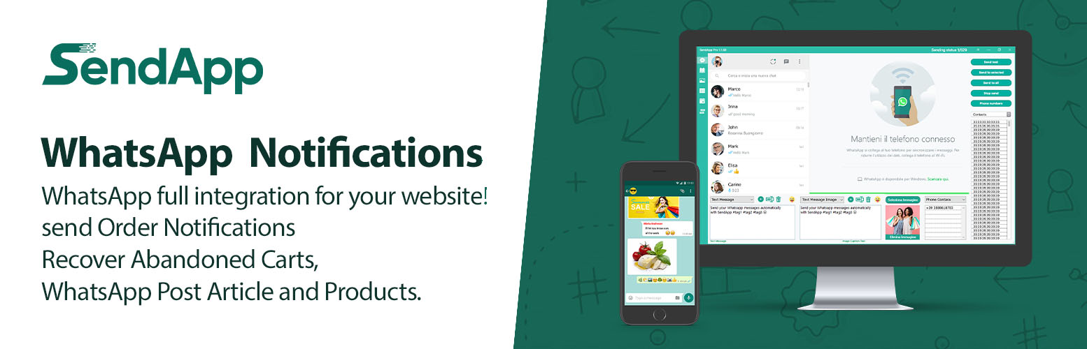 SendApp Notification – Notifications on Orders and abandoned carts for WooCommerce.