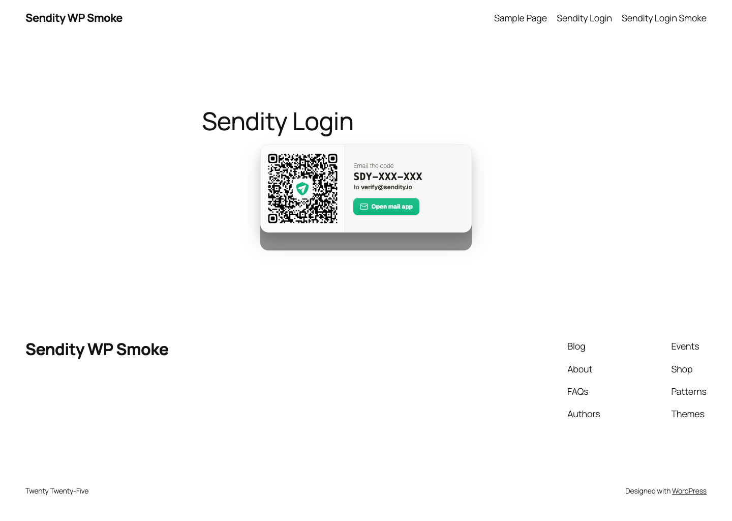 Sendity Login editor block or shortcode on a page.