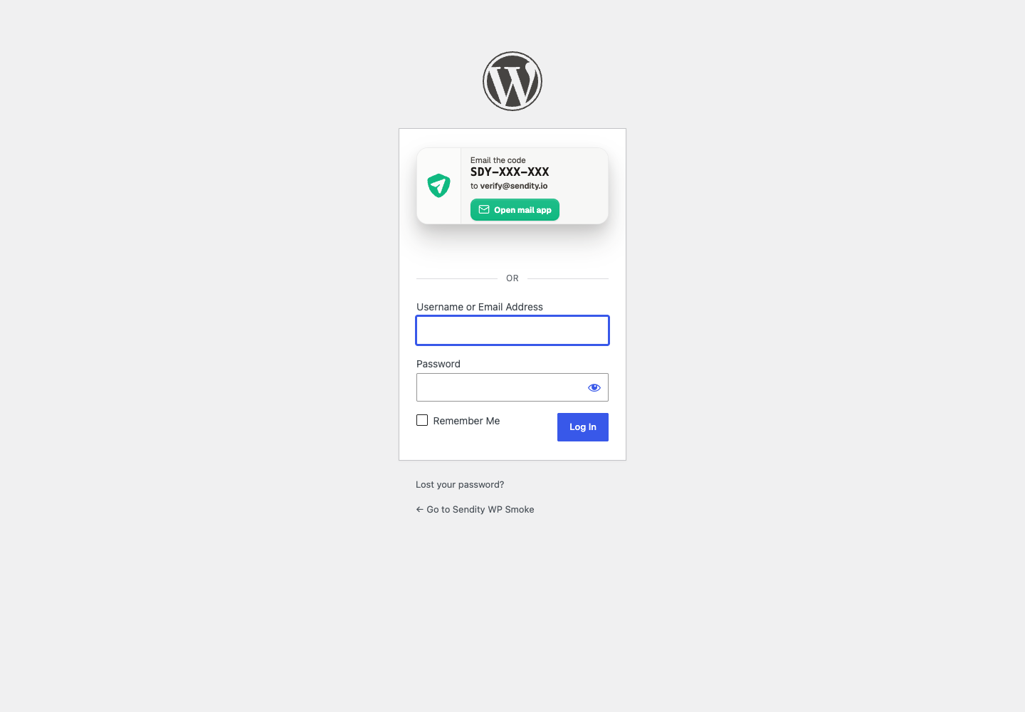 Optional Sendity integration on the default WordPress login form.