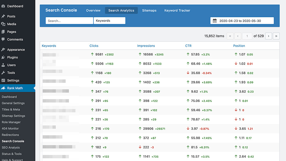 Não é preciso pagar por nenhum serviço quando você pode acompanhar as alterações de classificação das palavras-chave em nosso próprio Search Console.