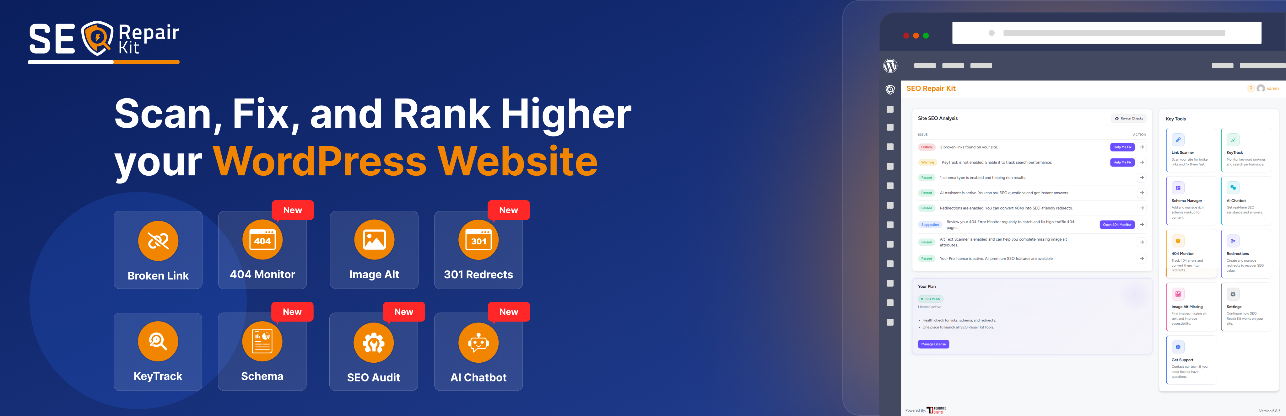 SEO Repair Kit – AI Chatbot, Schema Manager, SEO Content Monitoring, GSC Integration, Keyword & Rank Tracking