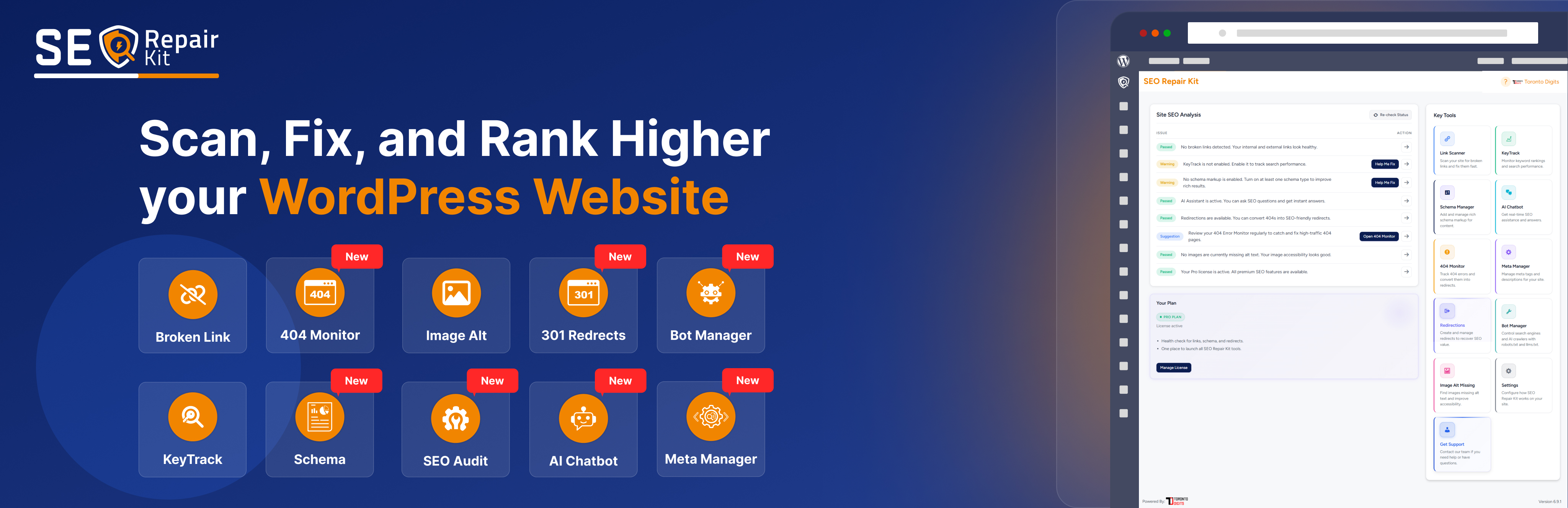 WordPress 外掛 SEO Repair Kit – AI Chatbot, Schema Manager, SEO Content Monitoring, GSC Integration, Keyword & Rank Tracking 的封面圖片