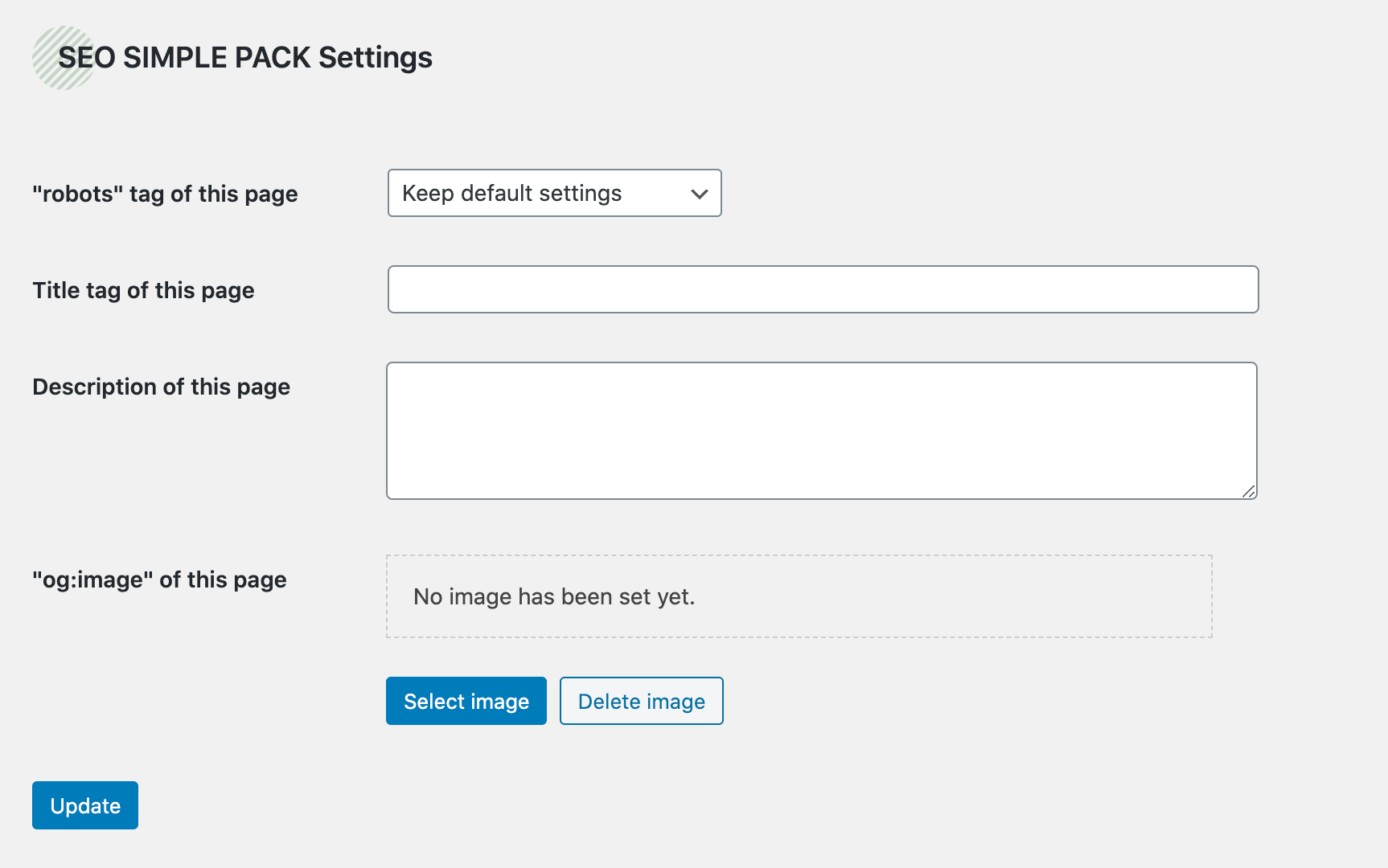 Category page setting screen