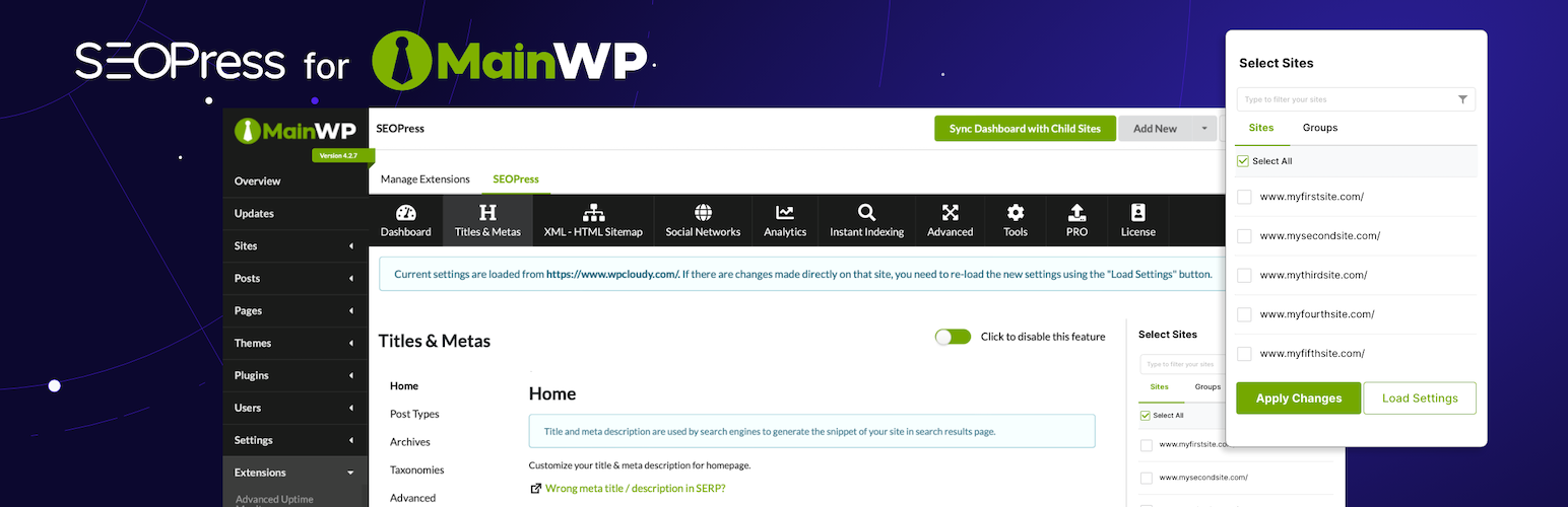 WordPress 外掛 SEOPress for MainWP 的封面圖片。