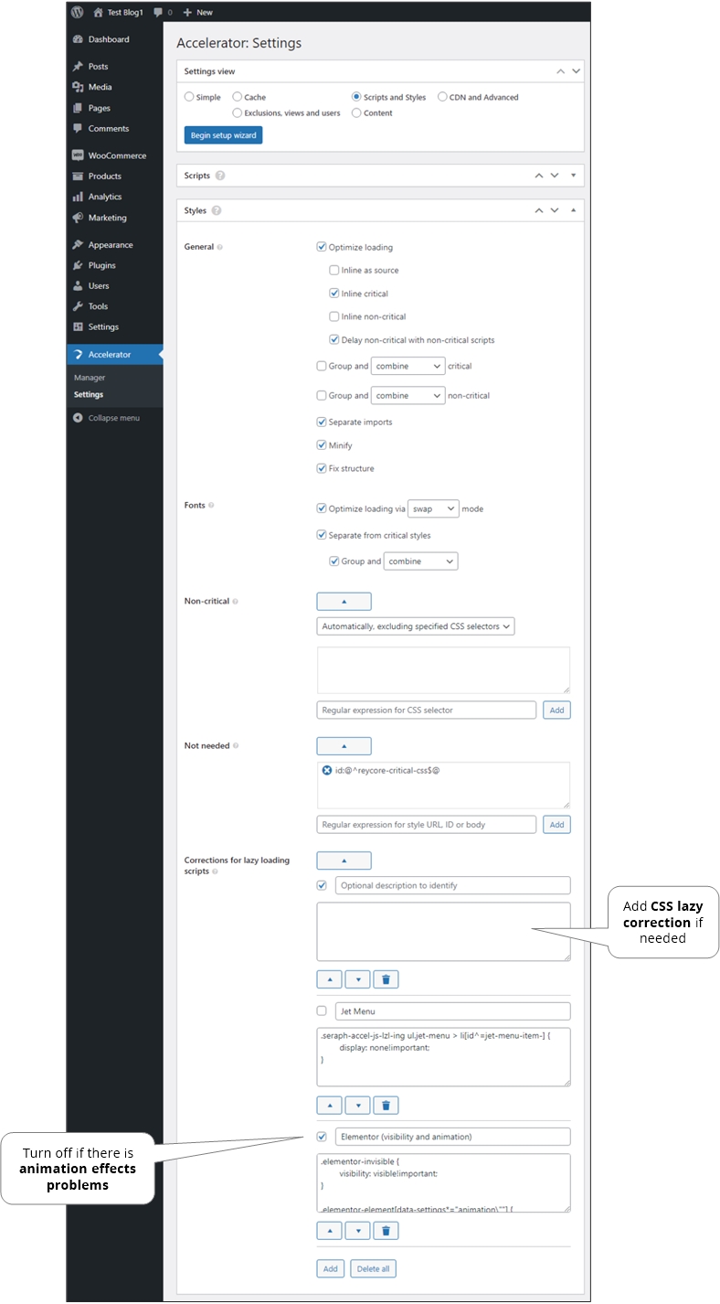 Settings - Styles.