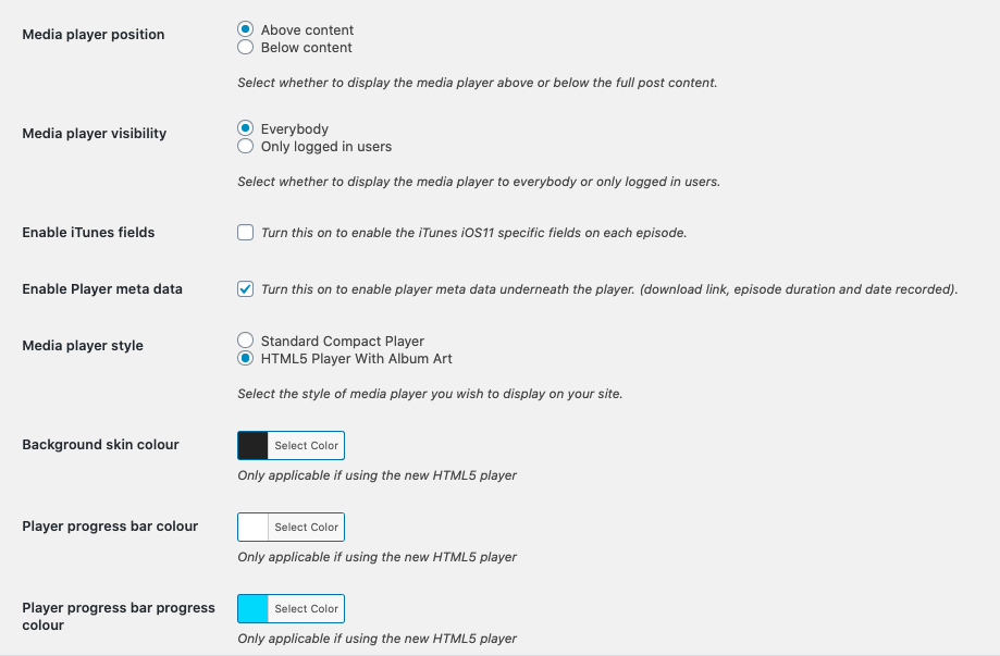 Customize the embedded media player settings to match your brand colors and pick the preferred location.