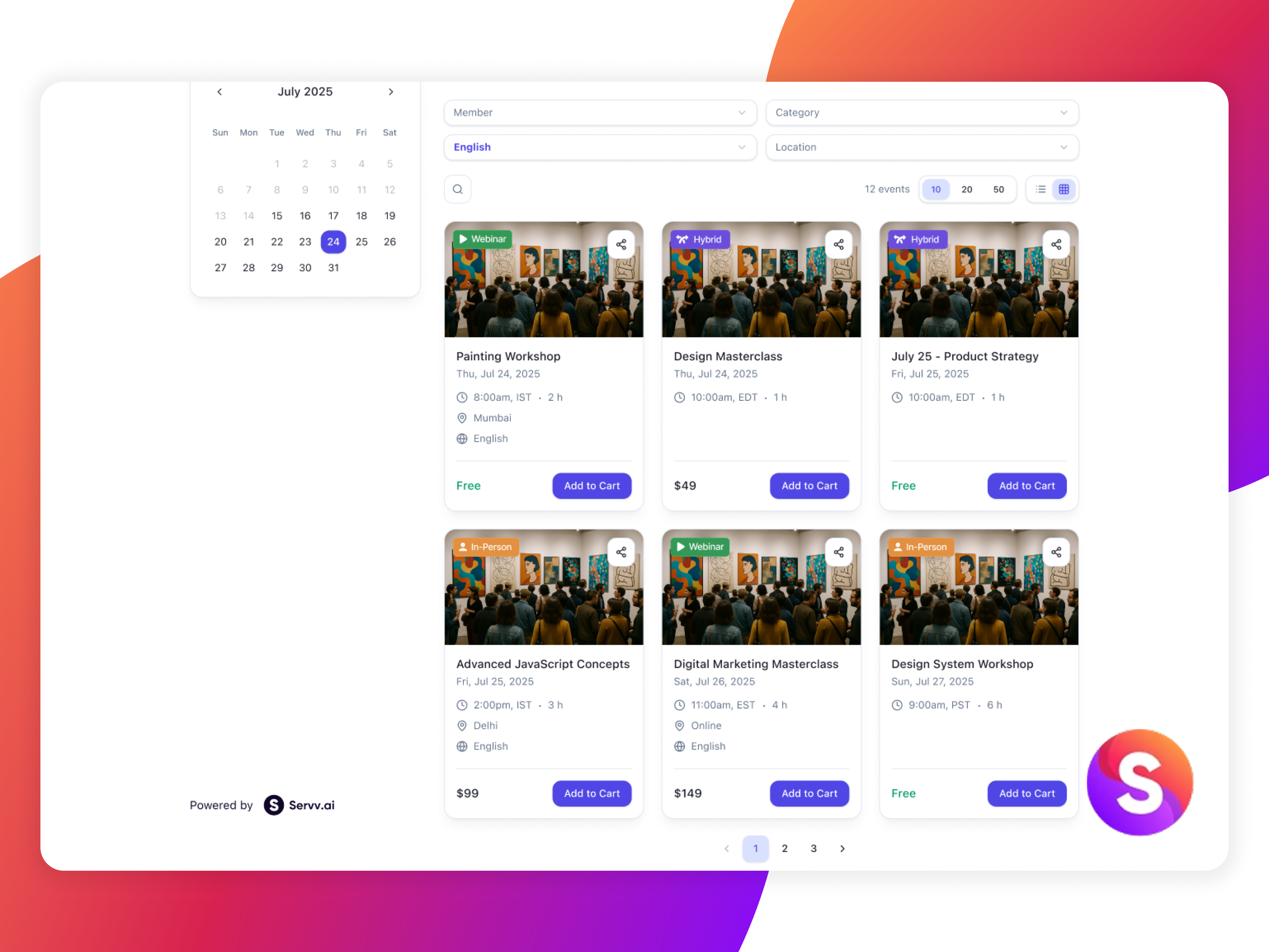 Servv AI Event Booking - Screenshot 1