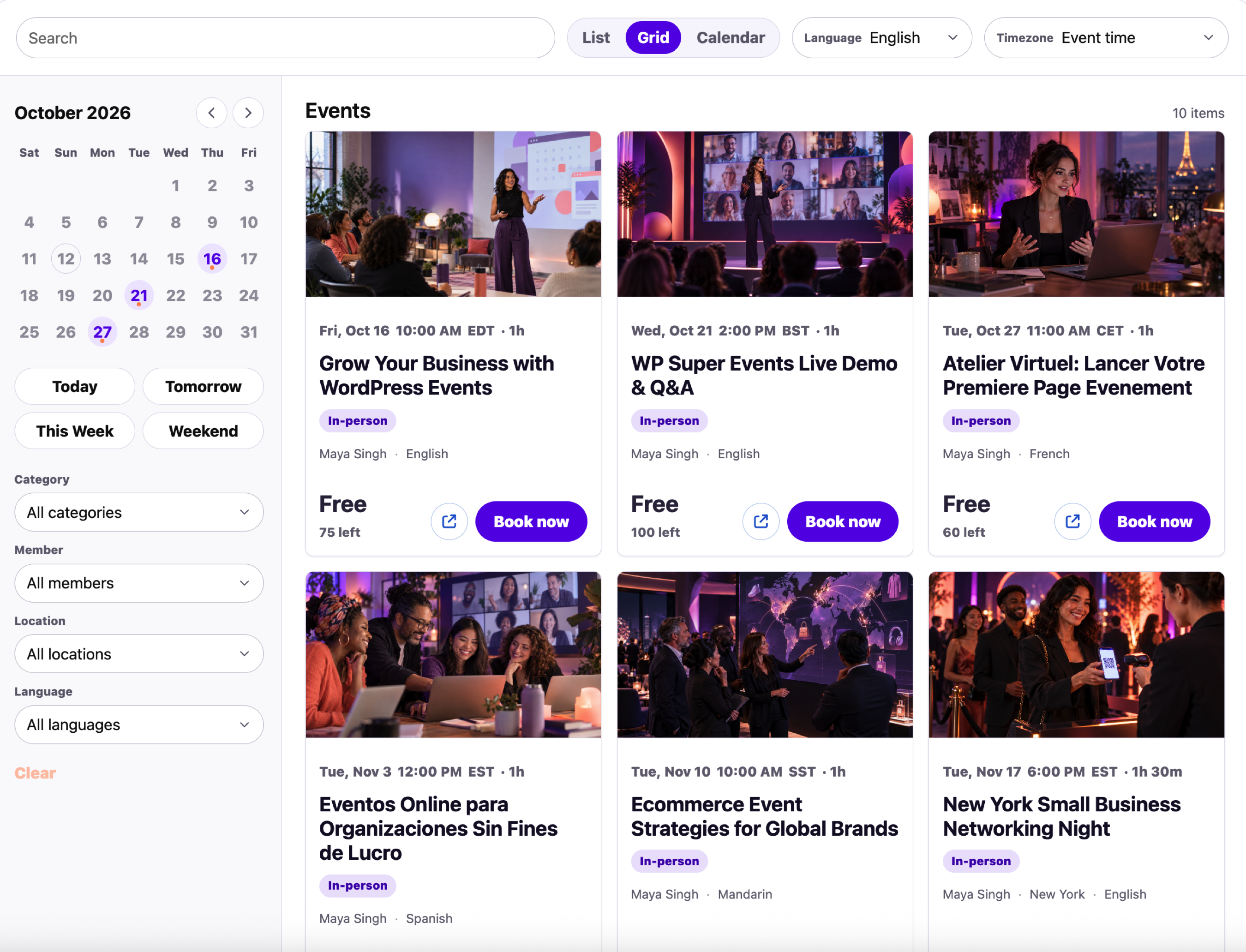 WP Super Events – Event Booking & Tickets screenshot 1