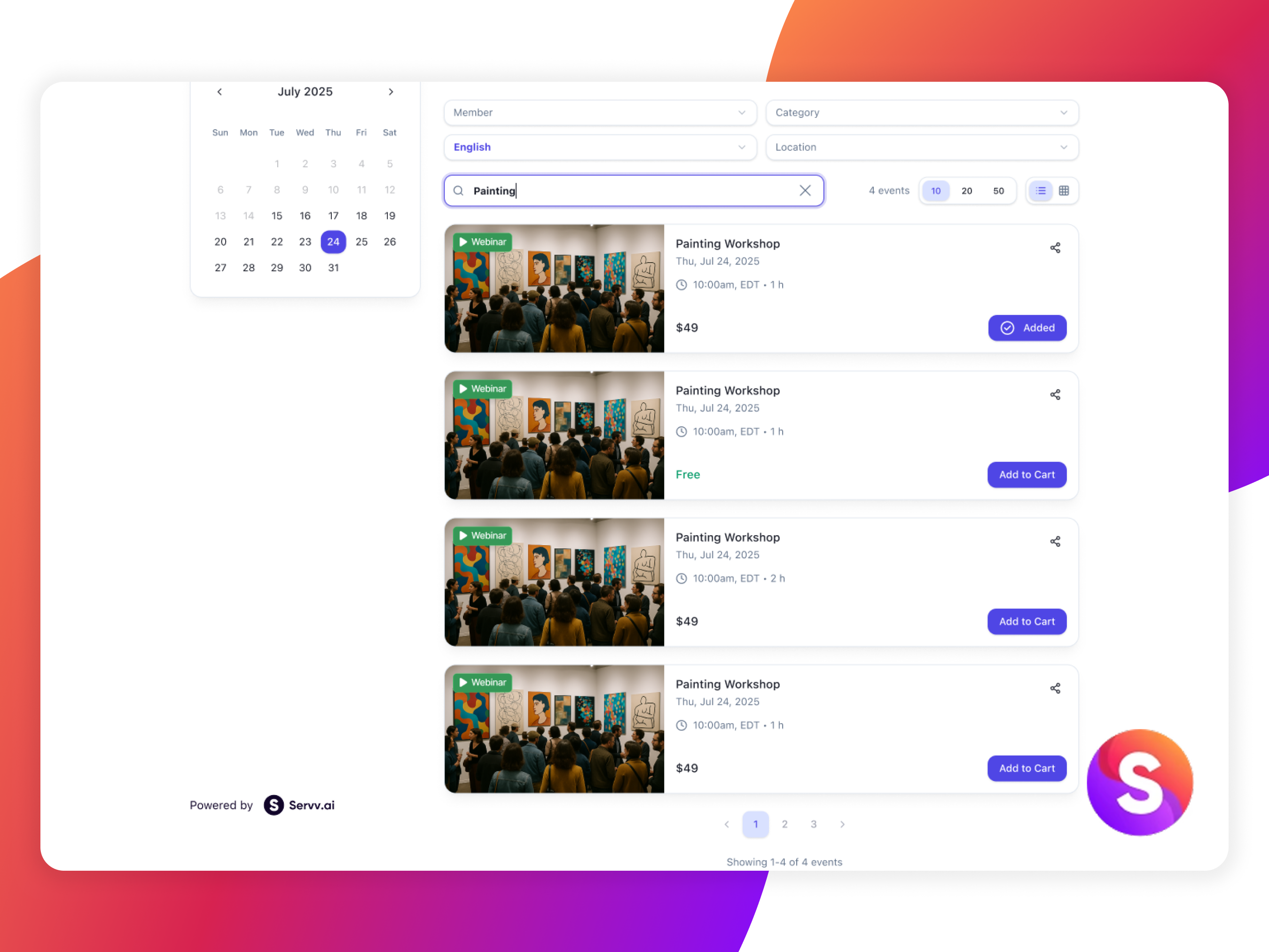 Servv AI Event Booking - Screenshot 2
