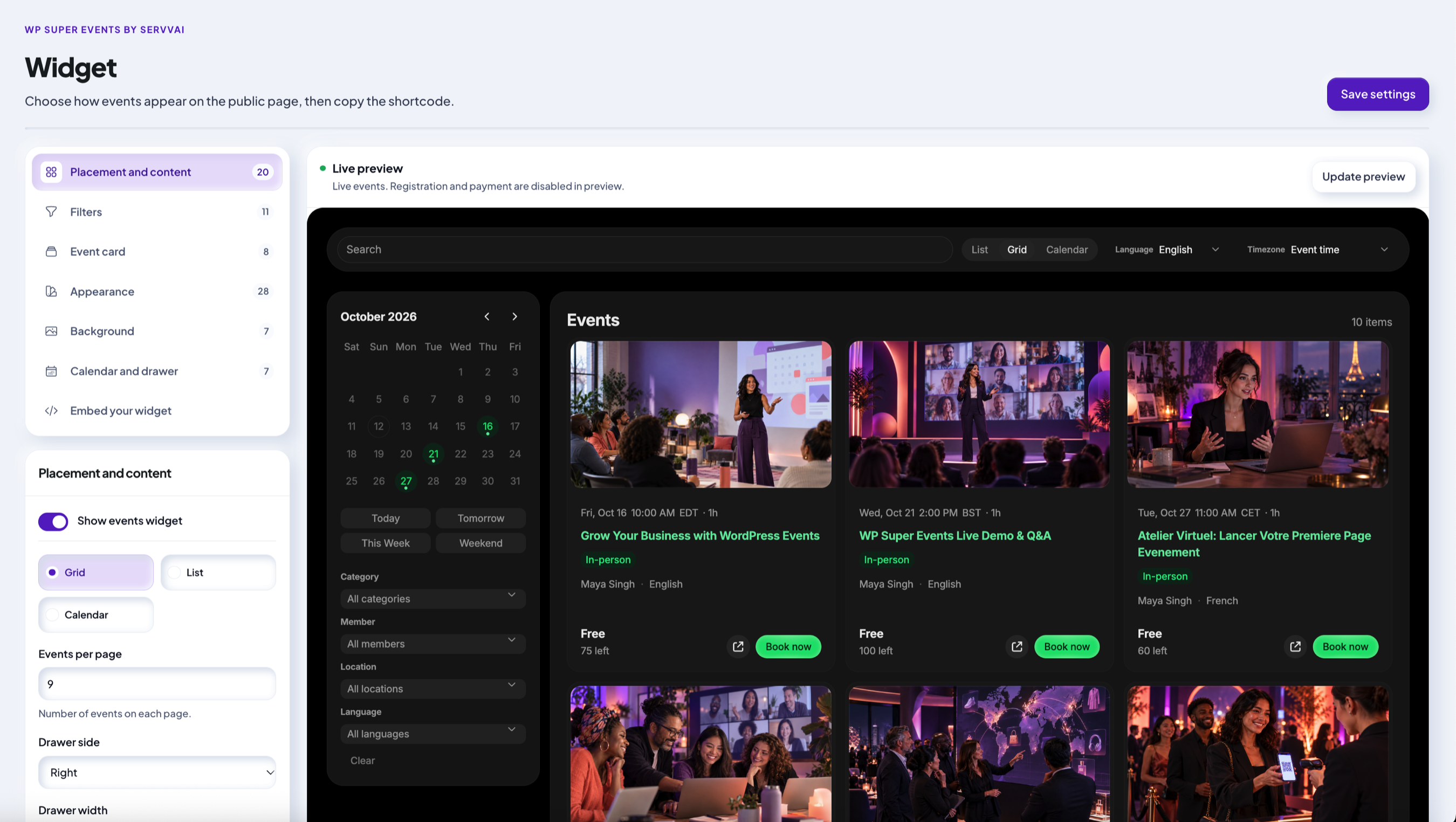 WP Super Events – Event Booking & Tickets screenshot 4