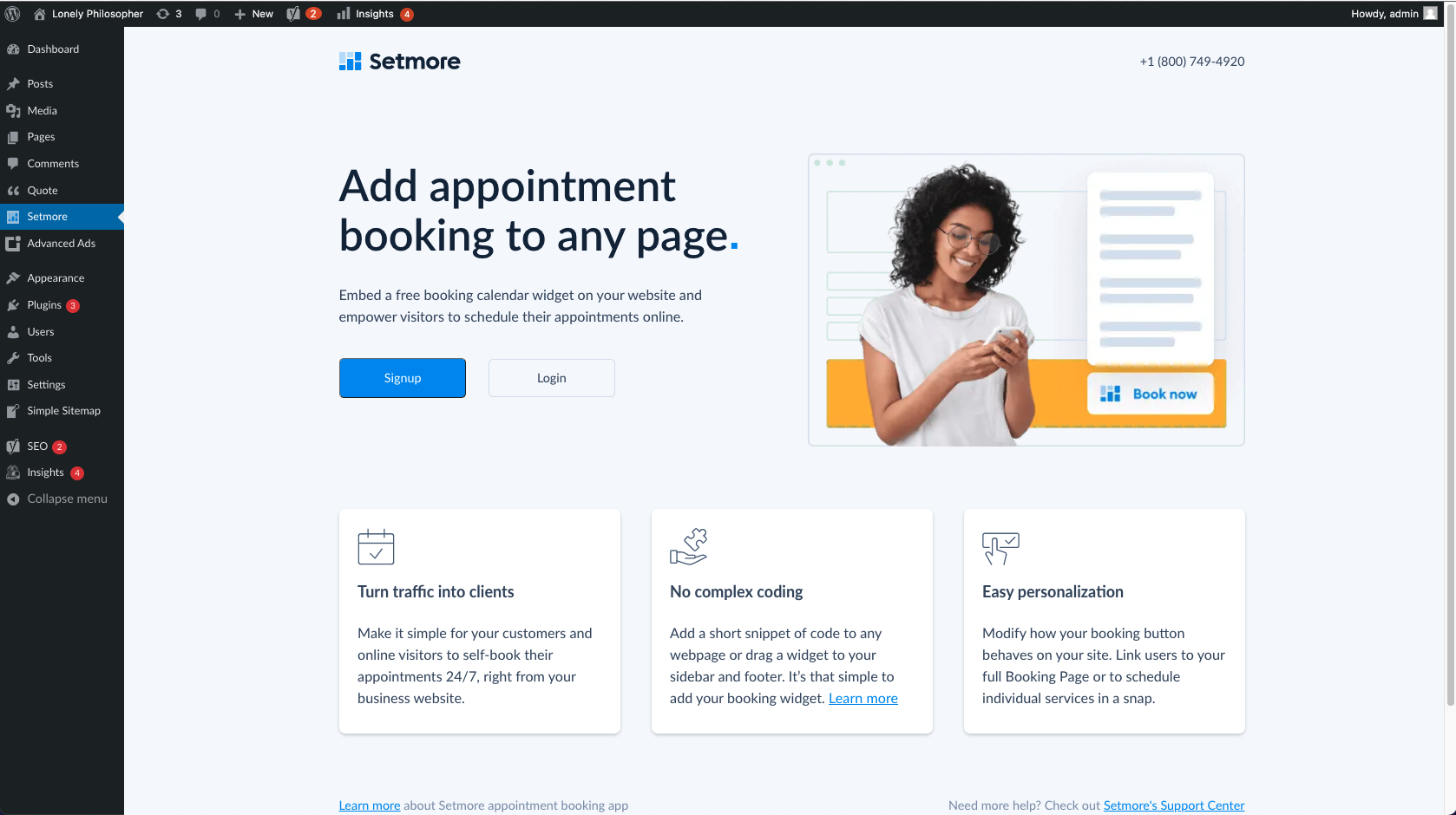 Once the Setmore Wordpress Plugin is installed and configured, you'll see the "Book Appointment" button on your blog page.