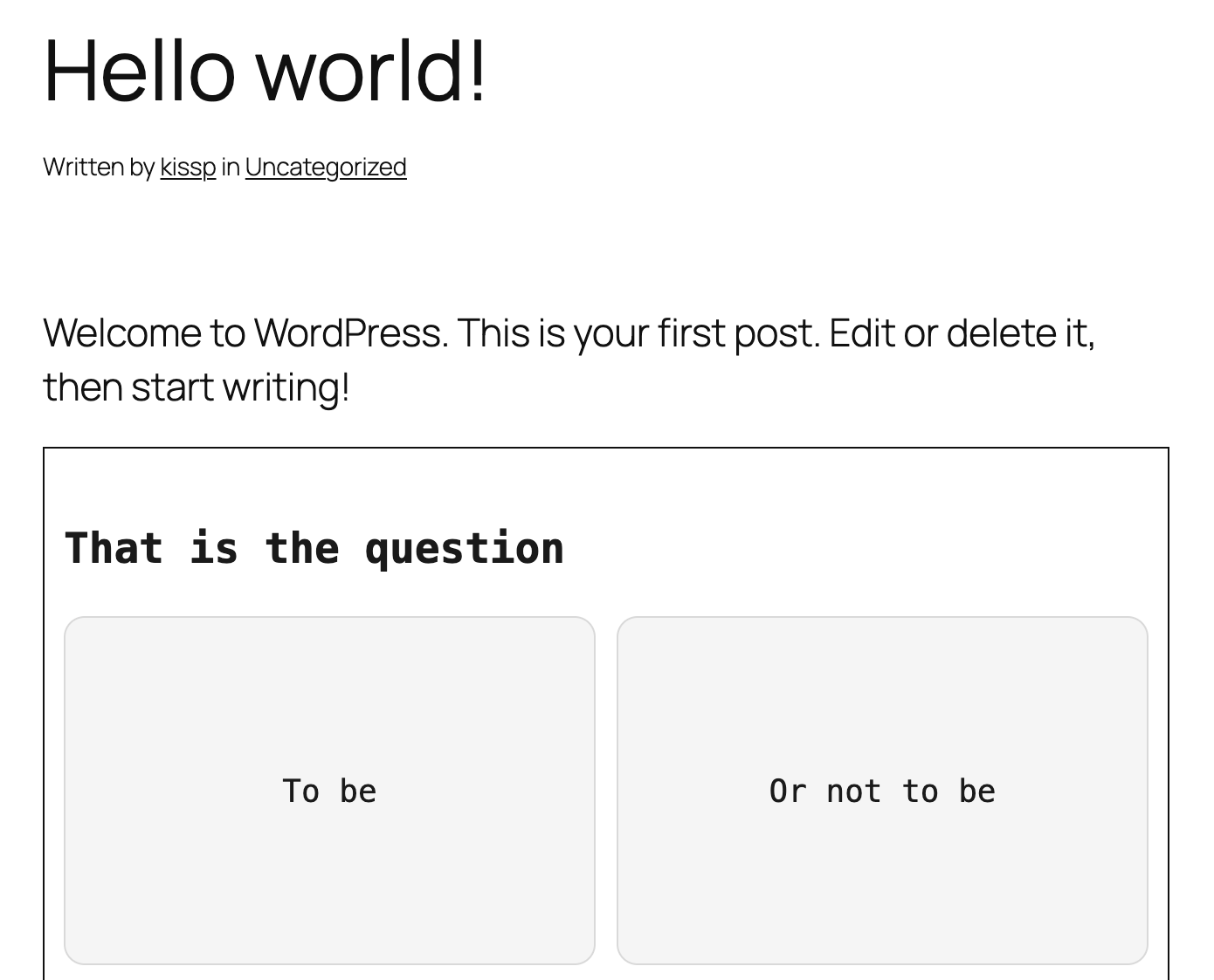 A dilemma embedded in a post — the pre-vote state, with both options waiting for a single click.