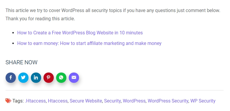 Social sharing buttons in action on a blog post.