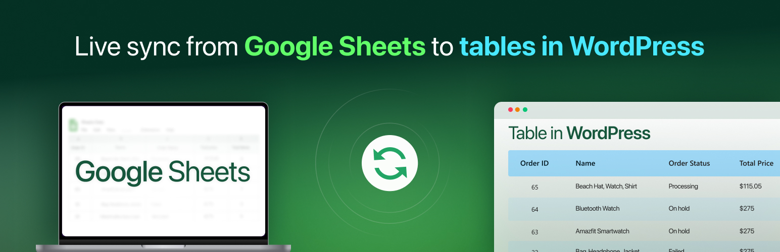 Product image for Sheets To WP Table Live Sync.