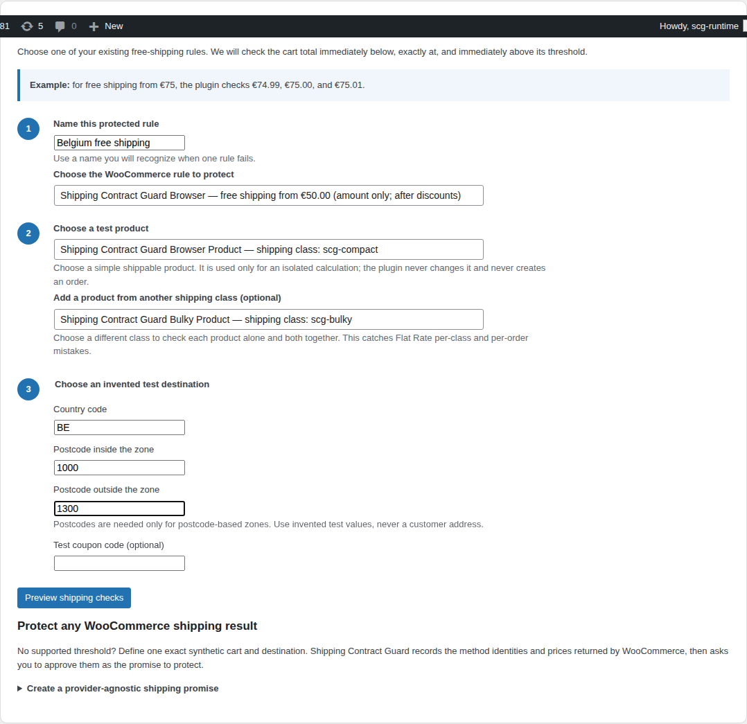Protect one detected shipping boundary with a recommended first check.