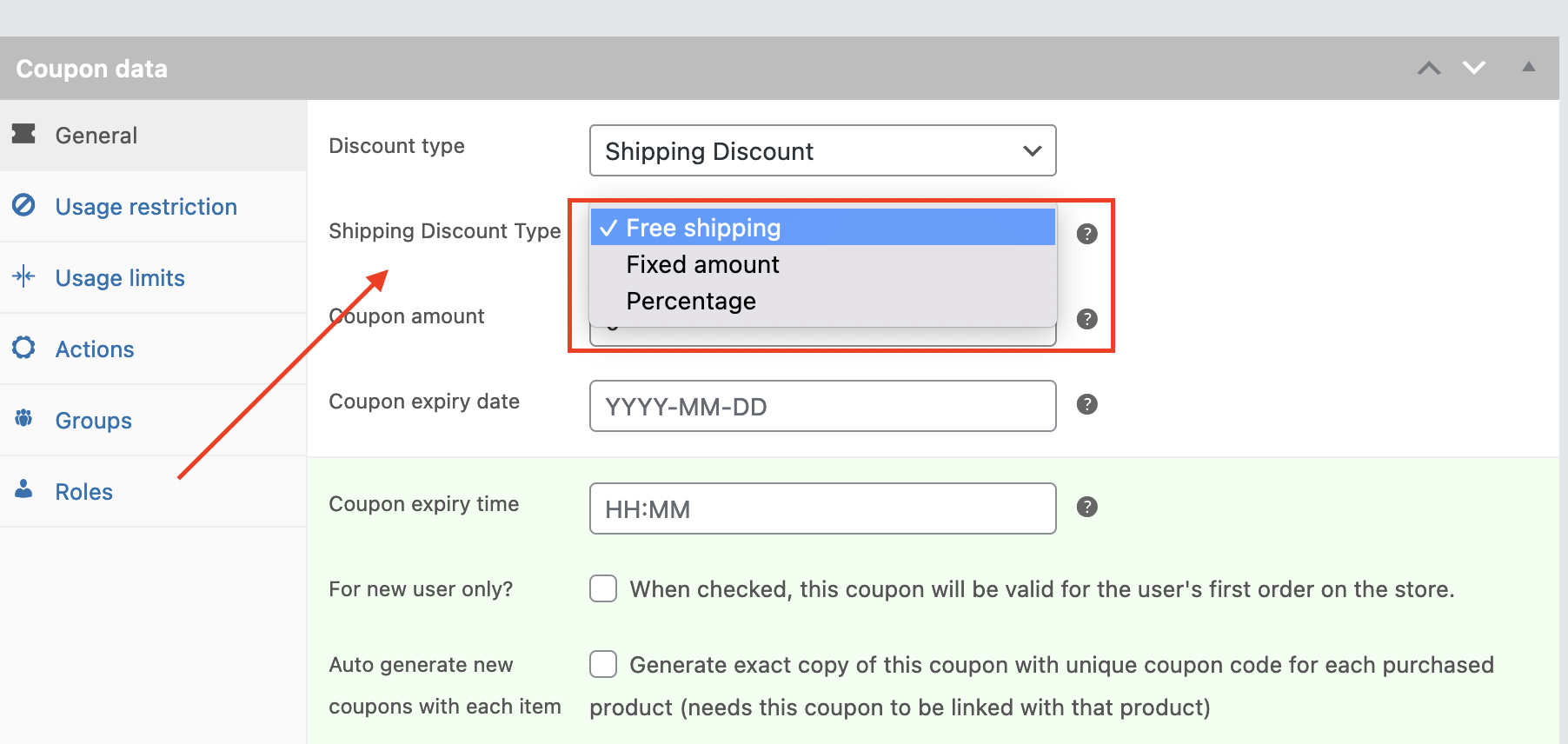 Shipping Discount Type