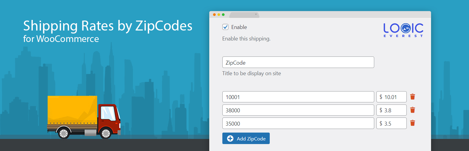 Shipping Rates by ZipCode for woocommerce