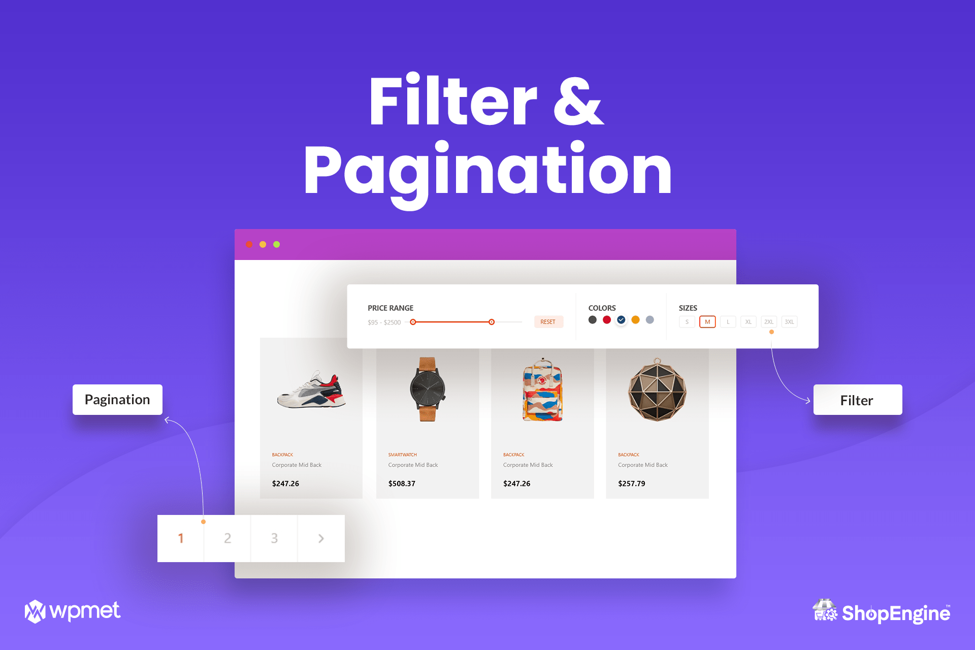 <p><strong>ShopEngine Filter &amp; Pagination.</strong> AJAX-based filter and pagination for finding products and browsing pages swiftly.</p>