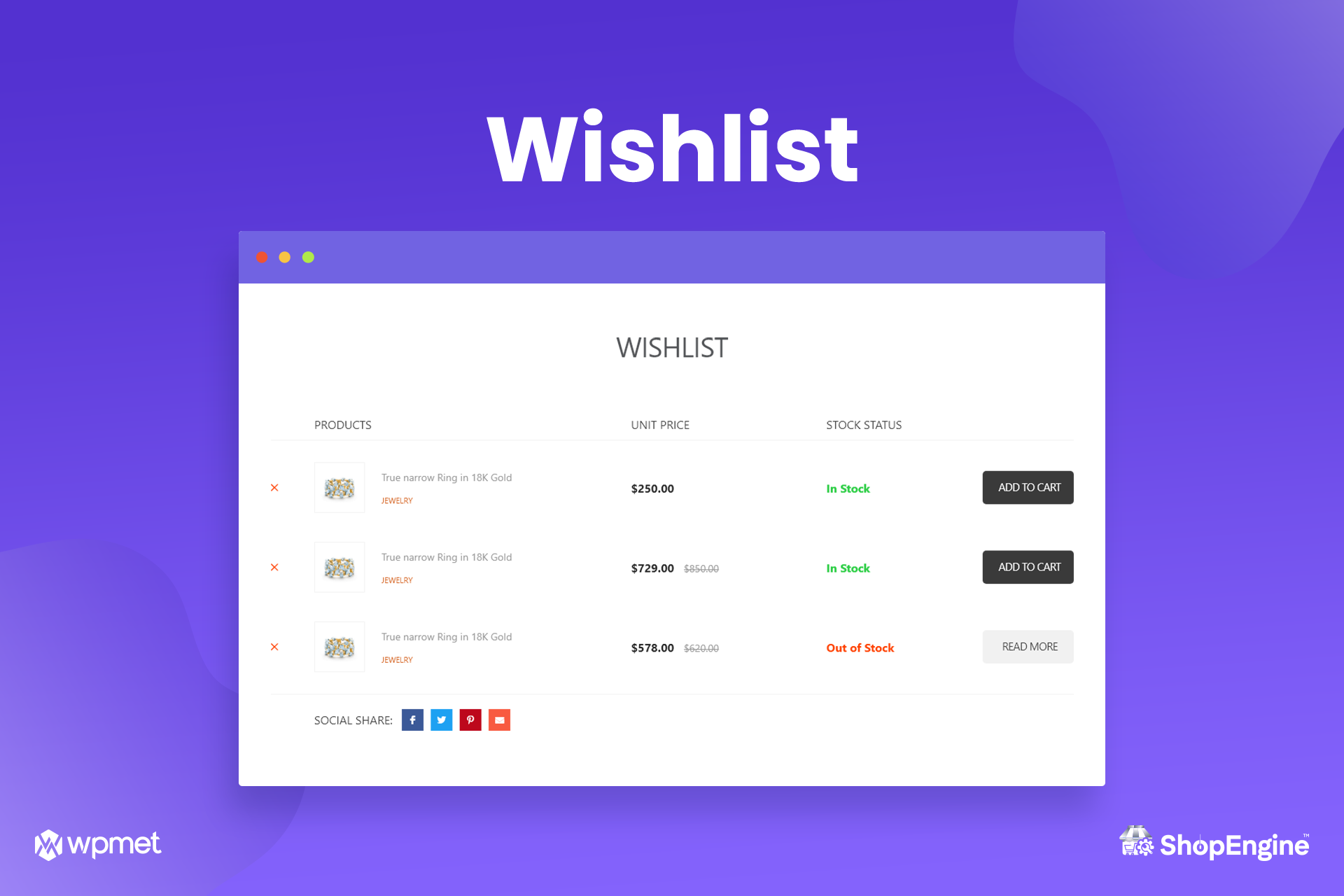 <p><strong>WooCommerce Builder Product Wishlist for Elementor.</strong> Let the shoppers add products they like on the Woo wishlist.</p>