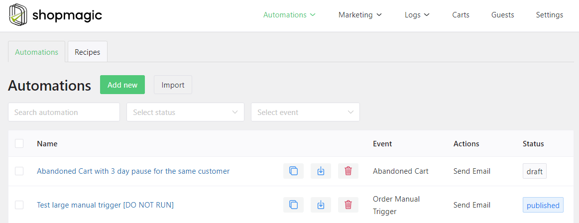 Add new, import, and filter email marketing in WooCommerce.