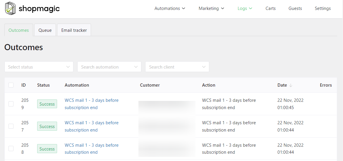 Check email marketing automation campaign results.