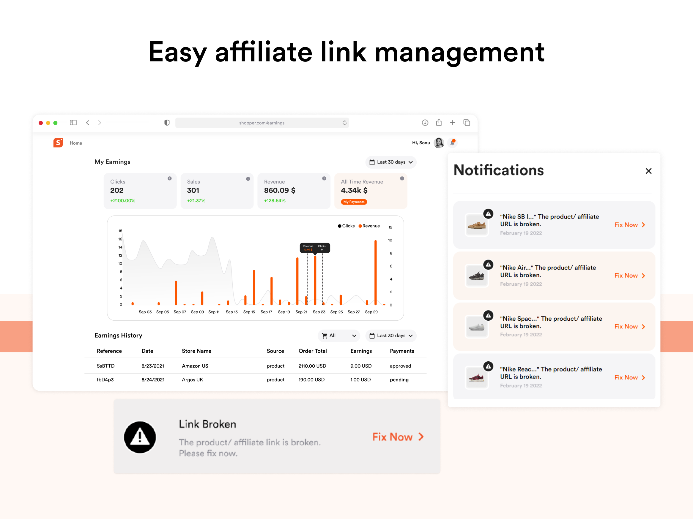 Easy affiliate link management