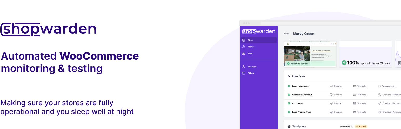 Shopwarden – Automated WooCommerce monitoring & testing