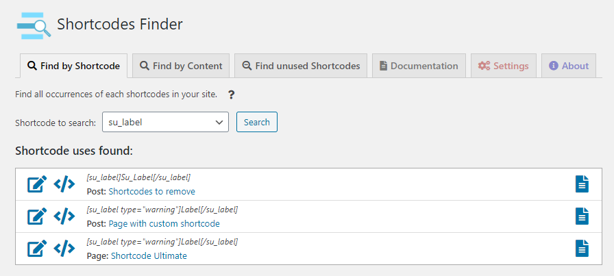 Shortcodes Finder