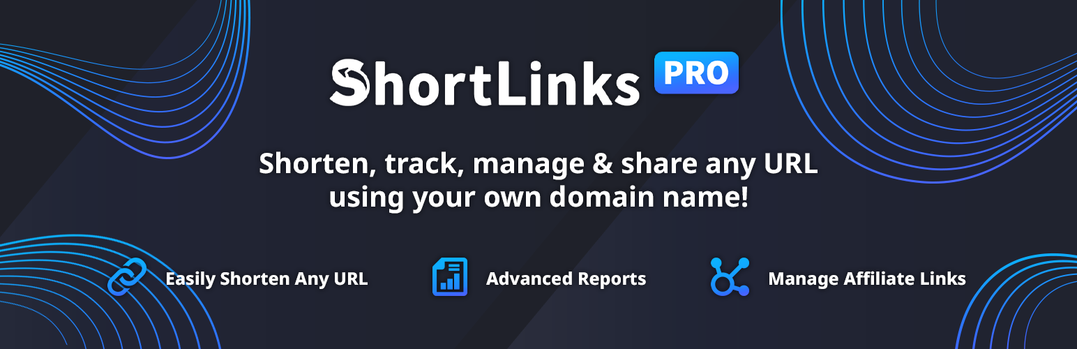 WordPress 外掛 ShortLinks Pro – Affiliate Links, Link Shortening, Click Tracking & Marketing 的封面圖片。