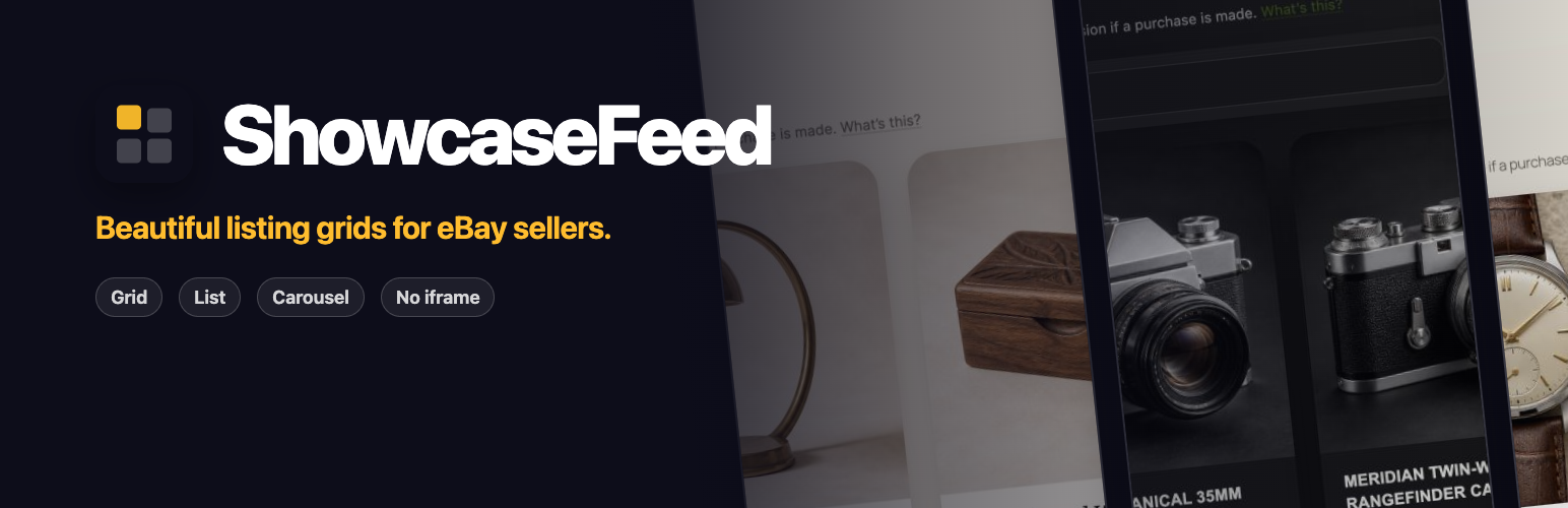 WordPress 外掛 ShowcaseFeed Listings Grid & Carousel for eBay 的封面圖片