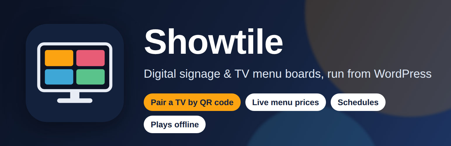 WordPress 外掛 Showtile – Digital Signage & TV Menu Board 的封面圖片